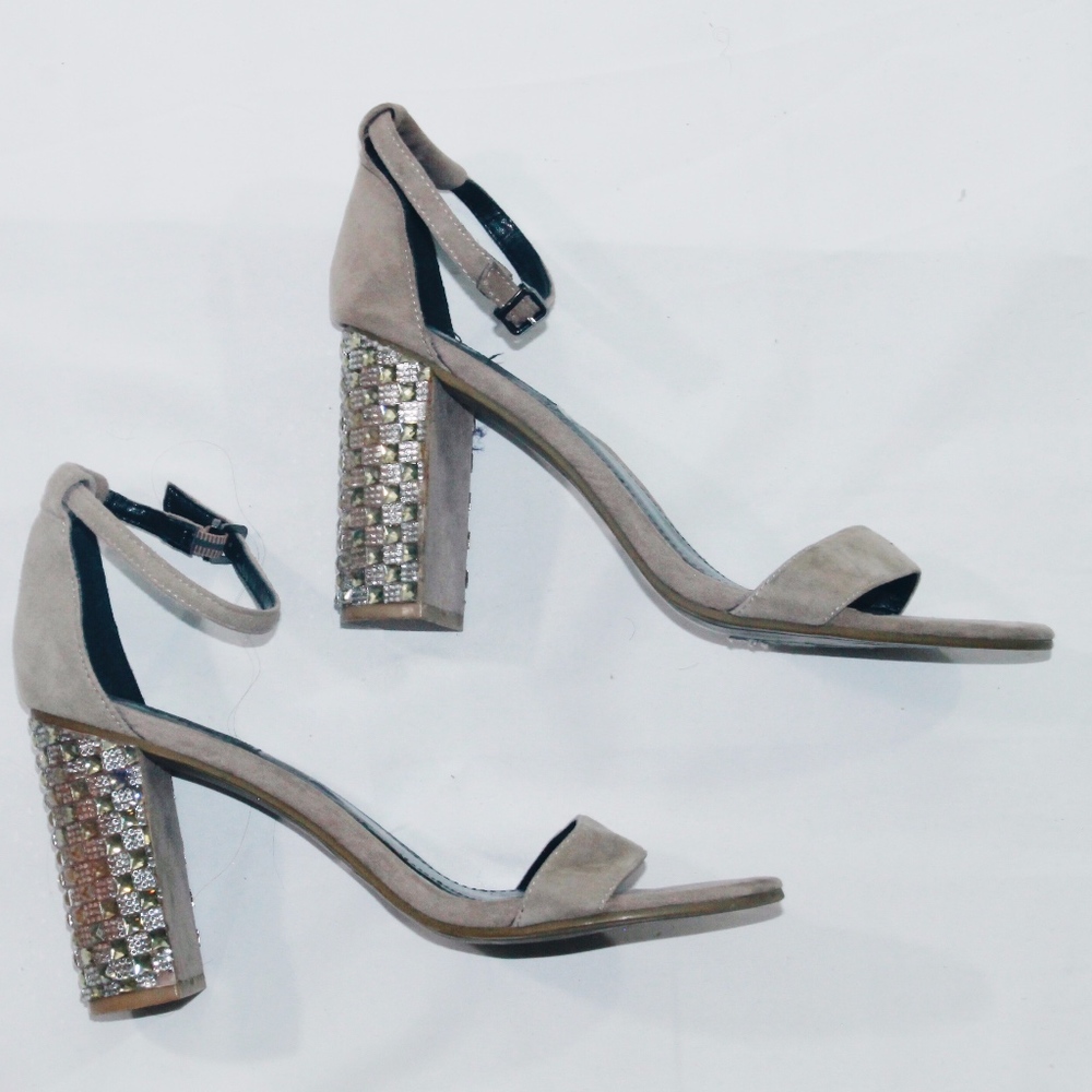 Kenneth Reaction Studded Block Heels,Taupe